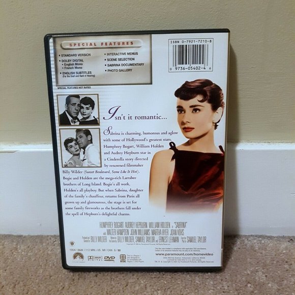 Sabrina Movie 1954 DVD (2001 Commemorative), Audrey Hepburn, Humphrey Bogart - Picture 2 of 4